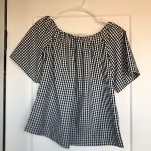 Black and white gingham print top